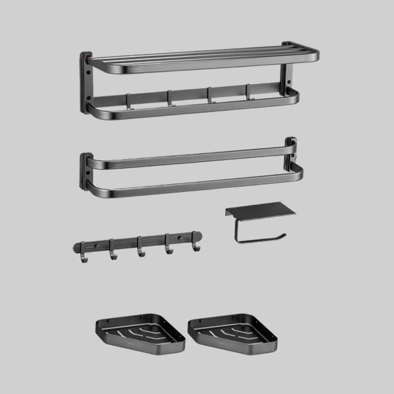 6-Piece Modern Bathroom Accessory Set Metal Bathroom Hardware Set Grey 6-Piece Set Clearhalo 'Bathroom Hardware Sets' 'Bathroom Hardware' 'Bathroom Remodel & Bathroom Fixtures' 'bathroom_hardware_sets' 'Home Improvement' 'home_improvement' 'home_improvement_bathroom_hardware_sets' 6778103