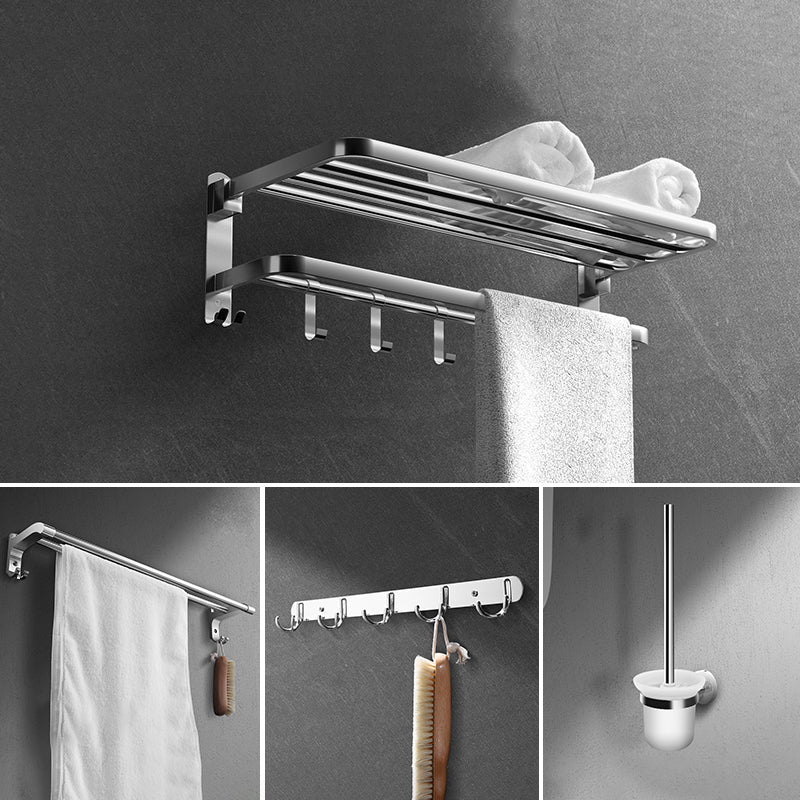 Modern Sliver Bath Hardware Set Metal Bathroom Accessory Kit 4-Piece Set (Towel Bar) Clearhalo 'Bathroom Hardware Sets' 'Bathroom Hardware' 'Bathroom Remodel & Bathroom Fixtures' 'bathroom_hardware_sets' 'Home Improvement' 'home_improvement' 'home_improvement_bathroom_hardware_sets' 6778146