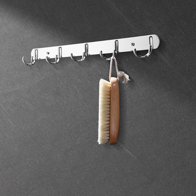 Modern Sliver Bath Hardware Set Metal Bathroom Accessory Kit Towel Robe Hook (Row Hooks) Clearhalo 'Bathroom Hardware Sets' 'Bathroom Hardware' 'Bathroom Remodel & Bathroom Fixtures' 'bathroom_hardware_sets' 'Home Improvement' 'home_improvement' 'home_improvement_bathroom_hardware_sets' 6778148