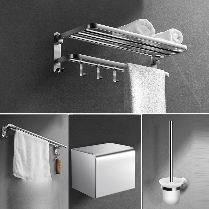 Modern Sliver Bath Hardware Set Metal Bathroom Accessory Kit 4-Piece Set (Toilet Brush) Clearhalo 'Bathroom Hardware Sets' 'Bathroom Hardware' 'Bathroom Remodel & Bathroom Fixtures' 'bathroom_hardware_sets' 'Home Improvement' 'home_improvement' 'home_improvement_bathroom_hardware_sets' 6778155