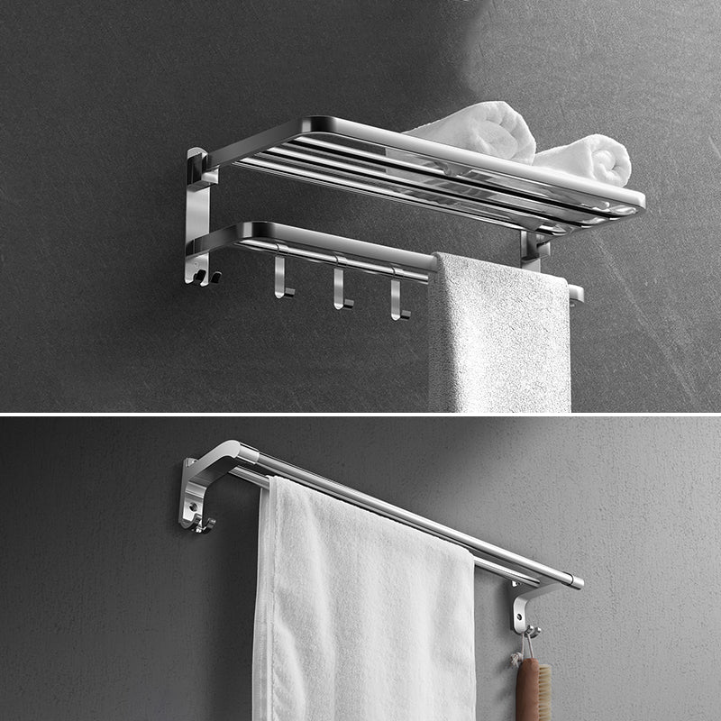 Modern Sliver Bath Hardware Set Metal Bathroom Accessory Kit 2-Piece Set (Towel Rack) Clearhalo 'Bathroom Hardware Sets' 'Bathroom Hardware' 'Bathroom Remodel & Bathroom Fixtures' 'bathroom_hardware_sets' 'Home Improvement' 'home_improvement' 'home_improvement_bathroom_hardware_sets' 6778158