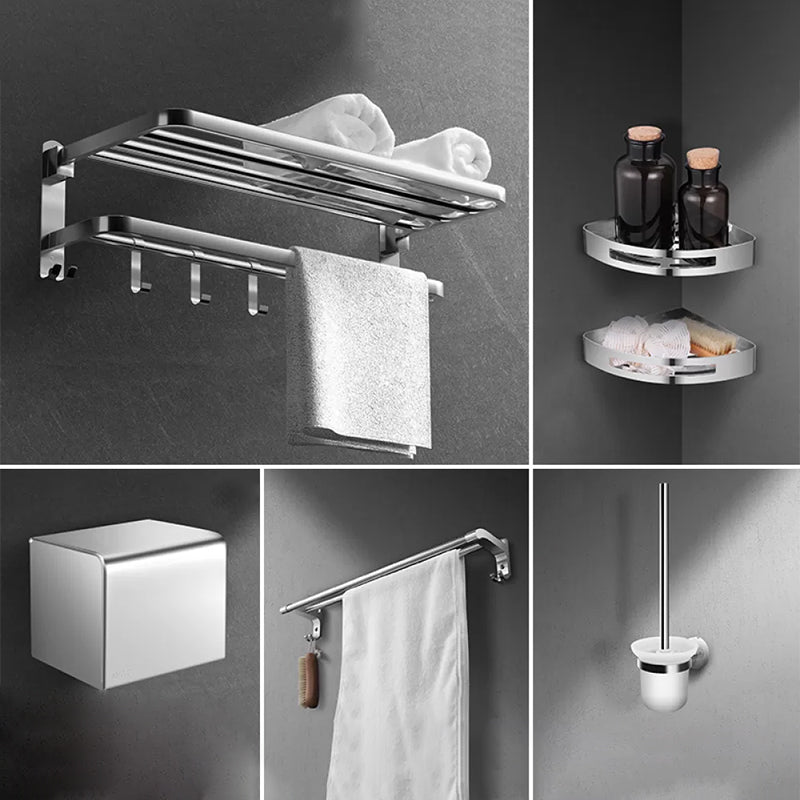 Modern Sliver Bath Hardware Set Metal Bathroom Accessory Kit 6-Piece Set (Towel Bar) Clearhalo 'Bathroom Hardware Sets' 'Bathroom Hardware' 'Bathroom Remodel & Bathroom Fixtures' 'bathroom_hardware_sets' 'Home Improvement' 'home_improvement' 'home_improvement_bathroom_hardware_sets' 6778161