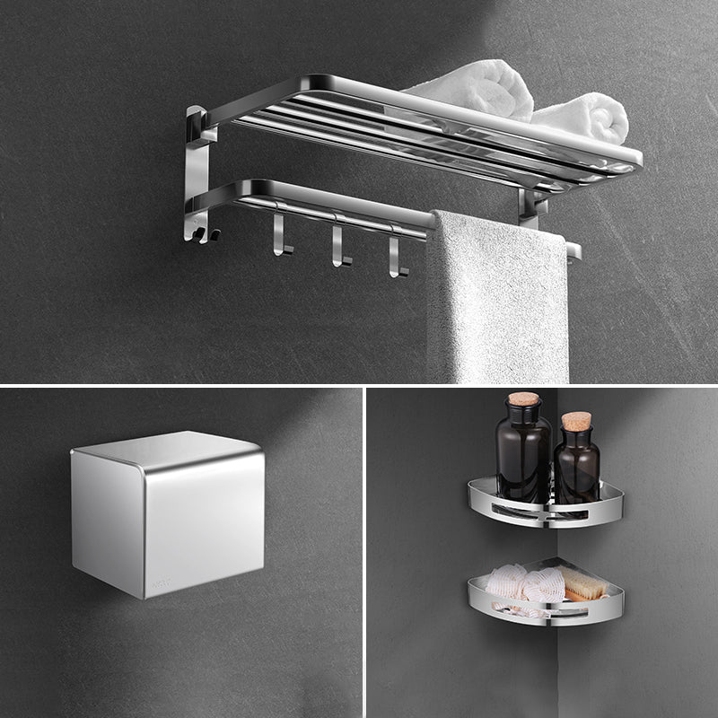 Modern Sliver Bath Hardware Set Metal Bathroom Accessory Kit 4-Piece (Towel Rack) Clearhalo 'Bathroom Hardware Sets' 'Bathroom Hardware' 'Bathroom Remodel & Bathroom Fixtures' 'bathroom_hardware_sets' 'Home Improvement' 'home_improvement' 'home_improvement_bathroom_hardware_sets' 6778163