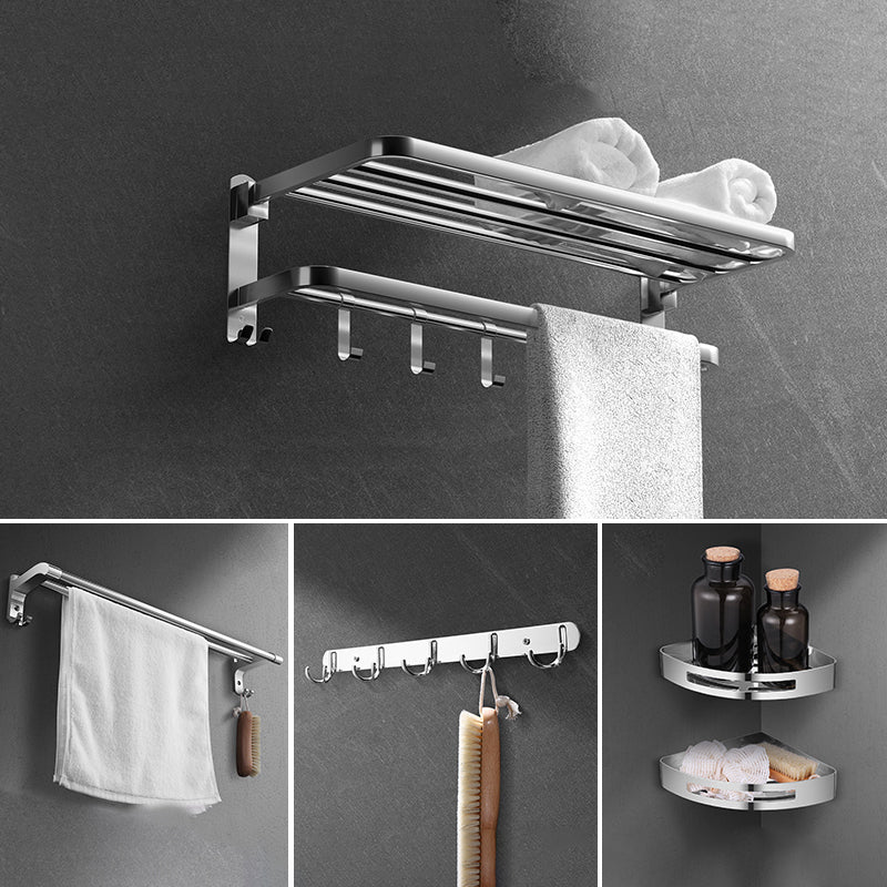 Modern Sliver Bath Hardware Set Metal Bathroom Accessory Kit 5-Piece Set (Towel Rack) Clearhalo 'Bathroom Hardware Sets' 'Bathroom Hardware' 'Bathroom Remodel & Bathroom Fixtures' 'bathroom_hardware_sets' 'Home Improvement' 'home_improvement' 'home_improvement_bathroom_hardware_sets' 6778164