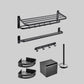 Modern Bathroom Accessory Kit Paper Holder Bath Shelf Bath Hardware Set Black 7-Piece Set (Double Rods) Foldable Clearhalo 'Bathroom Hardware Sets' 'Bathroom Hardware' 'Bathroom Remodel & Bathroom Fixtures' 'bathroom_hardware_sets' 'Home Improvement' 'home_improvement' 'home_improvement_bathroom_hardware_sets' 6778169