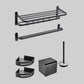 Modern Bathroom Accessory Kit Paper Holder Bath Shelf Bath Hardware Set Black 6-Piece Set (Double Rods) Foldable Clearhalo 'Bathroom Hardware Sets' 'Bathroom Hardware' 'Bathroom Remodel & Bathroom Fixtures' 'bathroom_hardware_sets' 'Home Improvement' 'home_improvement' 'home_improvement_bathroom_hardware_sets' 6778171