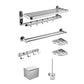 Modern Steel Bath Hardware Set Sliver Bathroom Accessory Kit 7-Piece Set (Single Rod) Clearhalo 'Bathroom Hardware Sets' 'Bathroom Hardware' 'Bathroom Remodel & Bathroom Fixtures' 'bathroom_hardware_sets' 'Home Improvement' 'home_improvement' 'home_improvement_bathroom_hardware_sets' 6778203