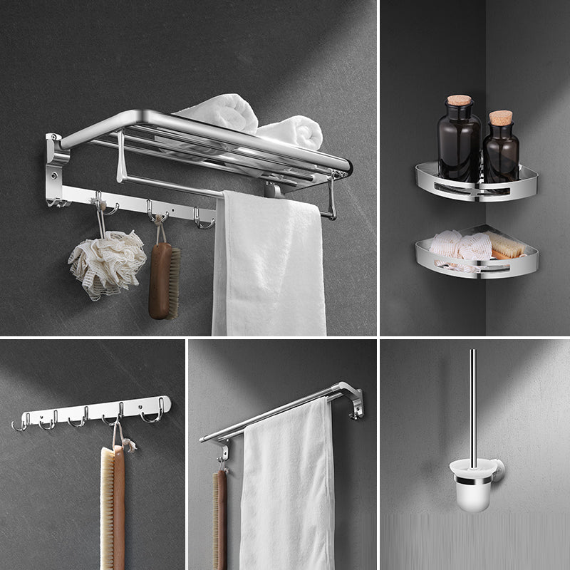 Modern Stainless Steel Bath Shelf Paper Holder Bath Hardware Set 6-Piece Set (Double Rods) Clearhalo 'Bathroom Hardware Sets' 'Bathroom Hardware' 'Bathroom Remodel & Bathroom Fixtures' 'bathroom_hardware_sets' 'Home Improvement' 'home_improvement' 'home_improvement_bathroom_hardware_sets' 6778224