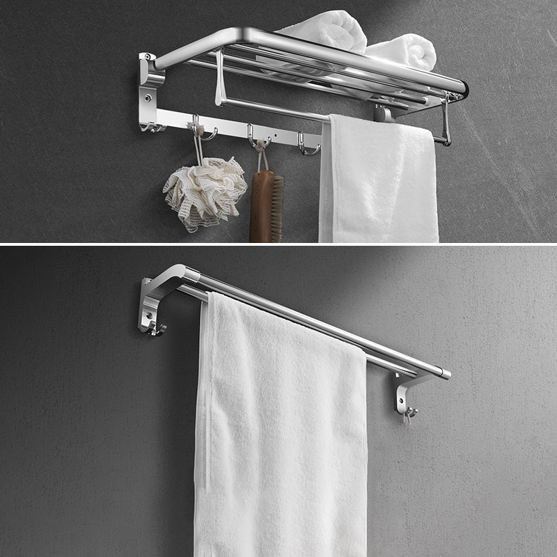 Modern Stainless Steel Bath Shelf Paper Holder Bath Hardware Set Towel Rack with Towel Bar Clearhalo 'Bathroom Hardware Sets' 'Bathroom Hardware' 'Bathroom Remodel & Bathroom Fixtures' 'bathroom_hardware_sets' 'Home Improvement' 'home_improvement' 'home_improvement_bathroom_hardware_sets' 6778226
