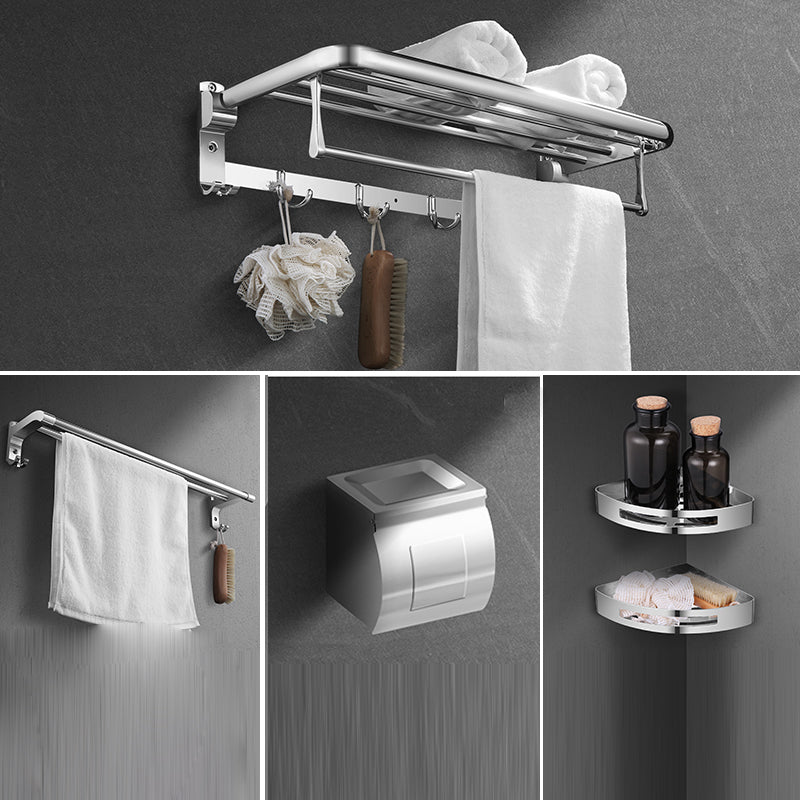 Modern Stainless Steel Bath Shelf Paper Holder Bath Hardware Set 5-Piece Set (Toilet Paper Holder) Clearhalo 'Bathroom Hardware Sets' 'Bathroom Hardware' 'Bathroom Remodel & Bathroom Fixtures' 'bathroom_hardware_sets' 'Home Improvement' 'home_improvement' 'home_improvement_bathroom_hardware_sets' 6778230