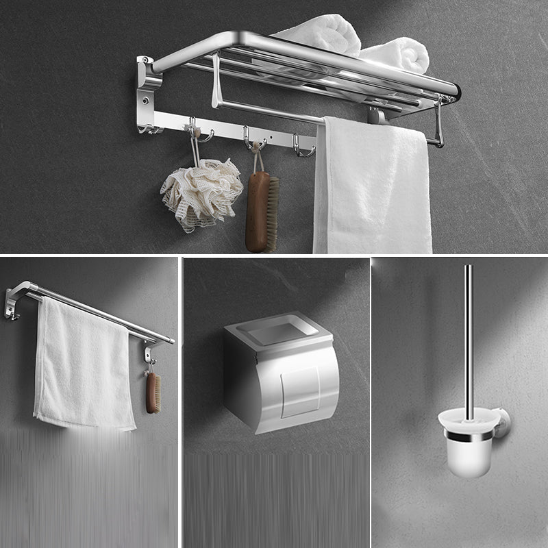 Modern Stainless Steel Bath Shelf Paper Holder Bath Hardware Set 4-Piece Set (Toilet Paper Holder) Clearhalo 'Bathroom Hardware Sets' 'Bathroom Hardware' 'Bathroom Remodel & Bathroom Fixtures' 'bathroom_hardware_sets' 'Home Improvement' 'home_improvement' 'home_improvement_bathroom_hardware_sets' 6778231