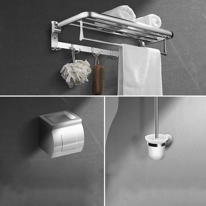 Modern Stainless Steel Bath Shelf Paper Holder Bath Hardware Set 3-Piece Set (Toilet Brush) Clearhalo 'Bathroom Hardware Sets' 'Bathroom Hardware' 'Bathroom Remodel & Bathroom Fixtures' 'bathroom_hardware_sets' 'Home Improvement' 'home_improvement' 'home_improvement_bathroom_hardware_sets' 6778232