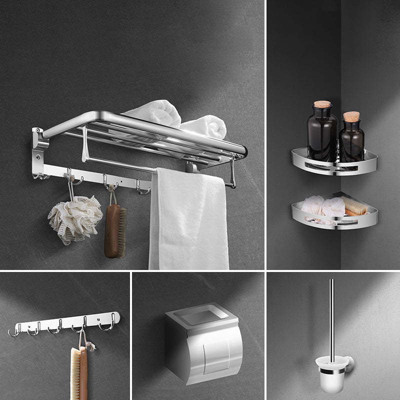 Modern Stainless Steel Bath Shelf Paper Holder Bath Hardware Set 6-Piece Set (Toilet Paper Holder) Clearhalo 'Bathroom Hardware Sets' 'Bathroom Hardware' 'Bathroom Remodel & Bathroom Fixtures' 'bathroom_hardware_sets' 'Home Improvement' 'home_improvement' 'home_improvement_bathroom_hardware_sets' 6778235