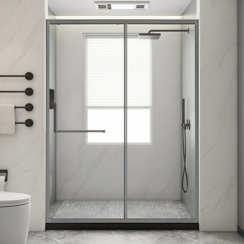 Glass and Metal Shower Door Simple Inline Black Shower Bath Door Right Clear Glass Clearhalo 'Bathroom Remodel & Bathroom Fixtures' 'Home Improvement' 'home_improvement' 'home_improvement_shower_tub_doors' 'Shower and Tub Doors' 'shower_tub_doors' 'Showers & Bathtubs' 6778289