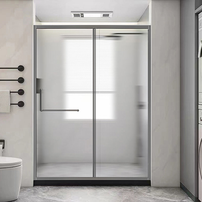Glass and Metal Shower Door Simple Inline Black Shower Bath Door Right Fluted Glass Clearhalo 'Bathroom Remodel & Bathroom Fixtures' 'Home Improvement' 'home_improvement' 'home_improvement_shower_tub_doors' 'Shower and Tub Doors' 'shower_tub_doors' 'Showers & Bathtubs' 6778291