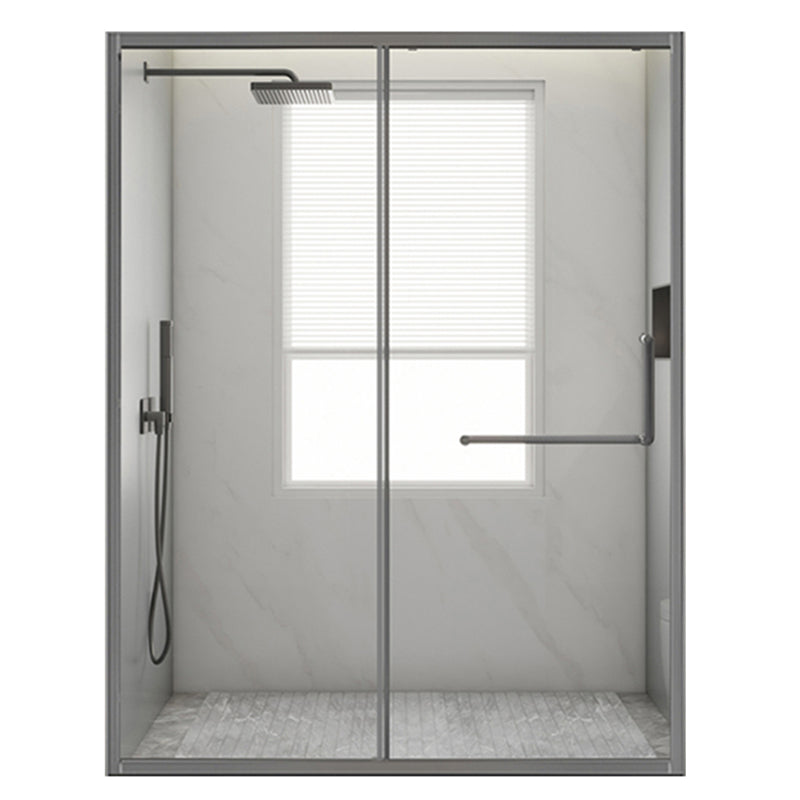 Glass and Metal Shower Door Simple Inline Black Shower Bath Door Clearhalo 'Bathroom Remodel & Bathroom Fixtures' 'Home Improvement' 'home_improvement' 'home_improvement_shower_tub_doors' 'Shower and Tub Doors' 'shower_tub_doors' 'Showers & Bathtubs' 6778293