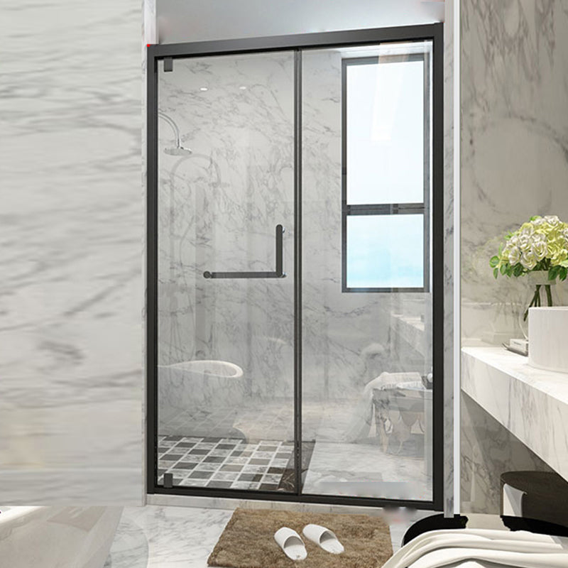 Glass and Metal Shower Bath Door Simple One-Line Shower Door Black Left Clearhalo 'Bathroom Remodel & Bathroom Fixtures' 'Home Improvement' 'home_improvement' 'home_improvement_shower_tub_doors' 'Shower and Tub Doors' 'shower_tub_doors' 'Showers & Bathtubs' 6778345