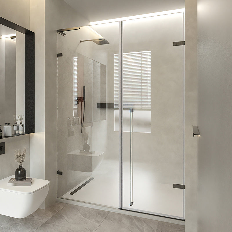 Transparent Glass Shower Door Simple One-line Hinged Shower Bath Door Right Clearhalo 'Bathroom Remodel & Bathroom Fixtures' 'Home Improvement' 'home_improvement' 'home_improvement_shower_tub_doors' 'Shower and Tub Doors' 'shower_tub_doors' 'Showers & Bathtubs' 6778469