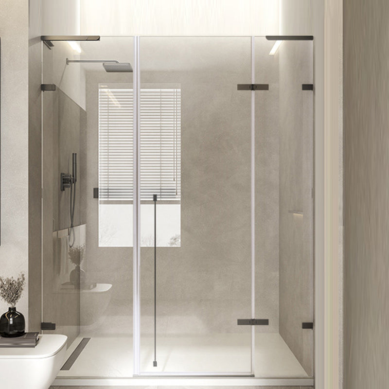 Transparent Glass Shower Door Simple One-line Hinged Shower Bath Door Clearhalo 'Bathroom Remodel & Bathroom Fixtures' 'Home Improvement' 'home_improvement' 'home_improvement_shower_tub_doors' 'Shower and Tub Doors' 'shower_tub_doors' 'Showers & Bathtubs' 6778472