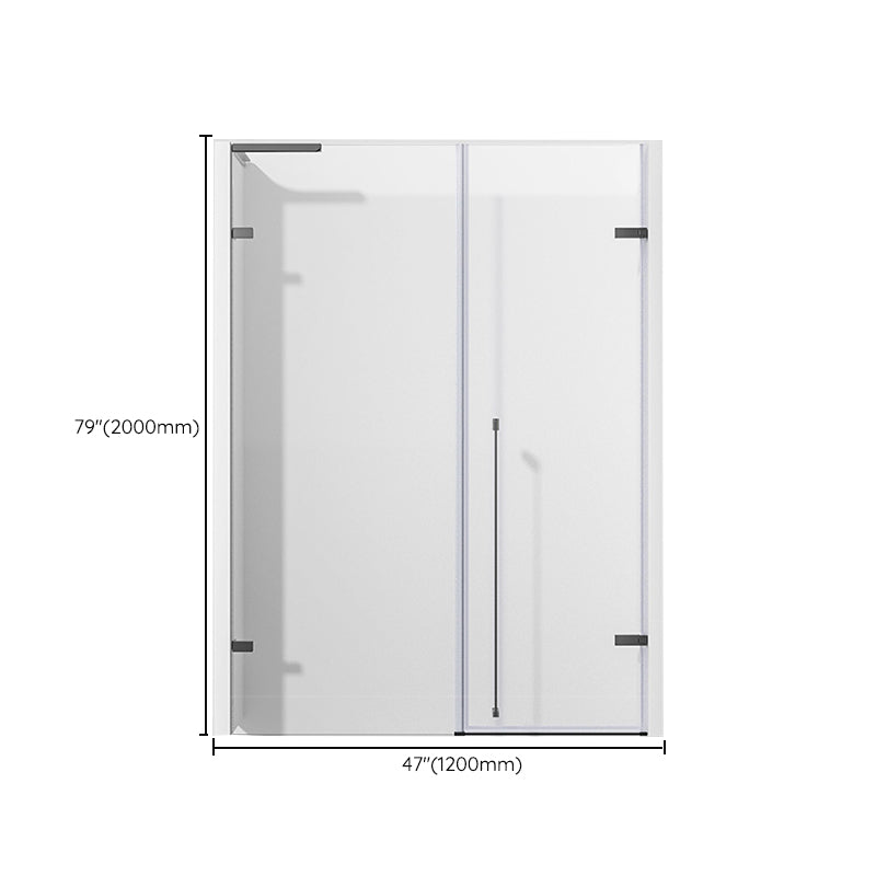 Transparent Glass Shower Door Simple One-line Hinged Shower Bath Door Clearhalo 'Bathroom Remodel & Bathroom Fixtures' 'Home Improvement' 'home_improvement' 'home_improvement_shower_tub_doors' 'Shower and Tub Doors' 'shower_tub_doors' 'Showers & Bathtubs' 6778483