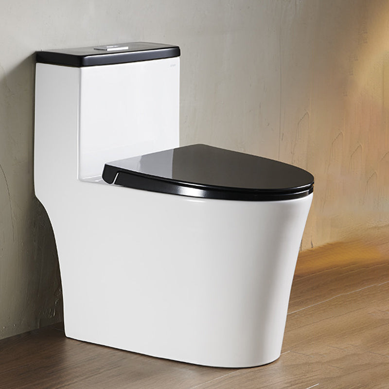 Traditional Toilet Bowl All-In-One Floor Mounted Siphon Jet Toilet White-Black 16"L x 26"W x 29"H 12" Clearhalo 'Bathroom Remodel & Bathroom Fixtures' 'Home Improvement' 'home_improvement' 'home_improvement_toilets' 'Toilets & Bidets' 'Toilets' 6778782