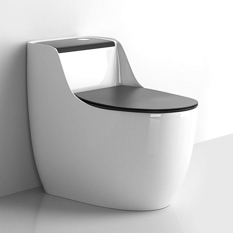 Modern Floor Mounted Ceramic Toilet One Piece Flush Toilet with Toilet Seat White Black Clearhalo 'Bathroom Remodel & Bathroom Fixtures' 'Home Improvement' 'home_improvement' 'home_improvement_toilets' 'Toilets & Bidets' 'Toilets' 6778869