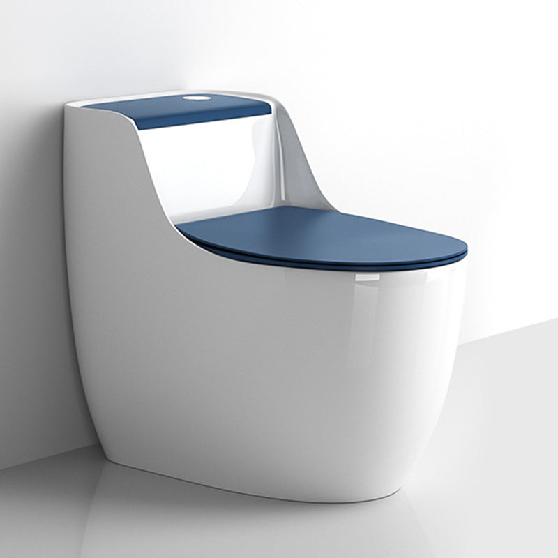 Modern Floor Mounted Ceramic Toilet One Piece Flush Toilet with Toilet Seat Blue White Clearhalo 'Bathroom Remodel & Bathroom Fixtures' 'Home Improvement' 'home_improvement' 'home_improvement_toilets' 'Toilets & Bidets' 'Toilets' 6778872