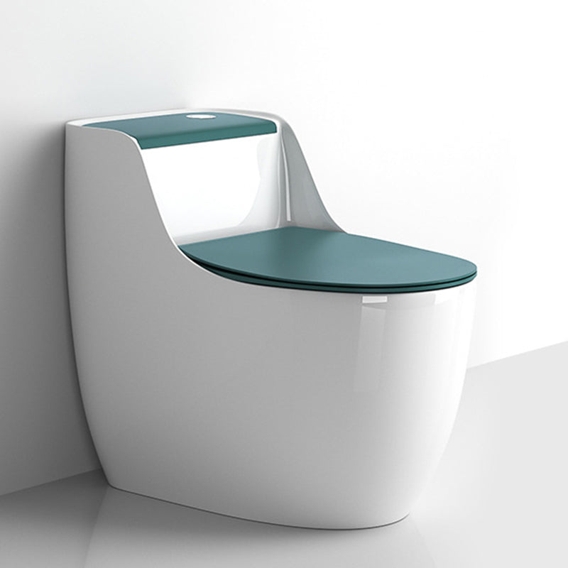 Modern Floor Mounted Ceramic Toilet One Piece Flush Toilet with Toilet Seat White Green Clearhalo 'Bathroom Remodel & Bathroom Fixtures' 'Home Improvement' 'home_improvement' 'home_improvement_toilets' 'Toilets & Bidets' 'Toilets' 6778881