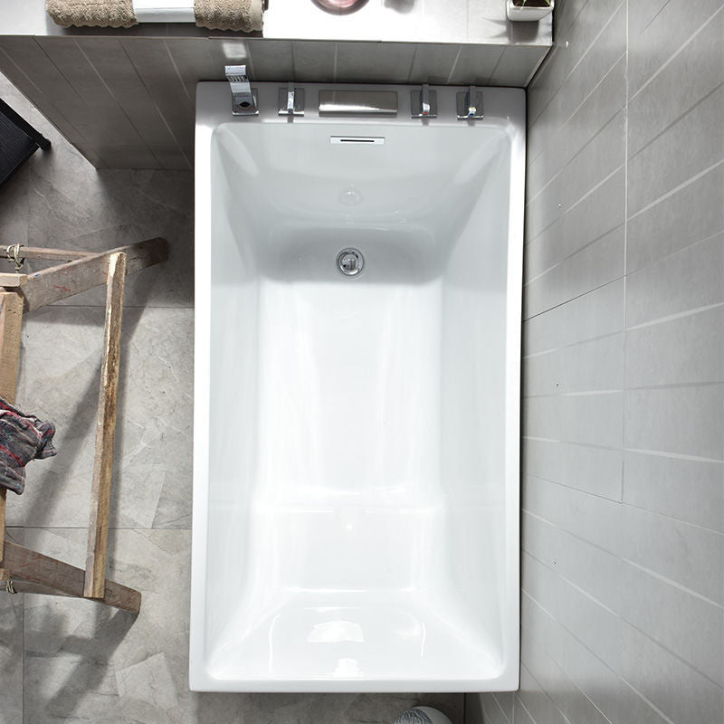 Acrylic Soaking Bathtub Antique Finish Rectangular Bathtub (Shelf not Included) Without Seat Tub with Silver 5-Piece Set Clearhalo 'Bathroom Remodel & Bathroom Fixtures' 'Bathtubs' 'Home Improvement' 'home_improvement' 'home_improvement_bathtubs' 'Showers & Bathtubs' 6778954