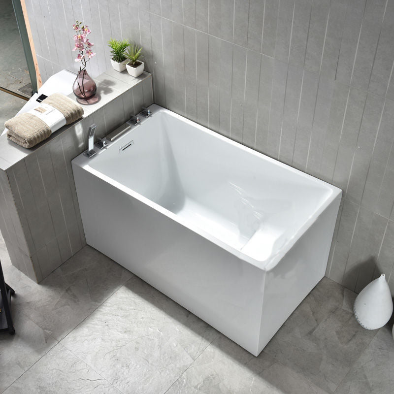 Acrylic Soaking Bathtub Antique Finish Rectangular Bathtub (Shelf not Included) With Seat Tub with Silver 5-Piece Set Clearhalo 'Bathroom Remodel & Bathroom Fixtures' 'Bathtubs' 'Home Improvement' 'home_improvement' 'home_improvement_bathtubs' 'Showers & Bathtubs' 6778957