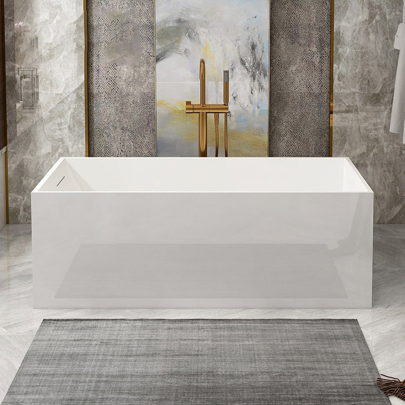 Stone Soaking Bathtub Antique Finish Rectangular Back to Wall Bath Tub White Clearhalo 'Bathroom Remodel & Bathroom Fixtures' 'Bathtubs' 'Home Improvement' 'home_improvement' 'home_improvement_bathtubs' 'Showers & Bathtubs' 6779007