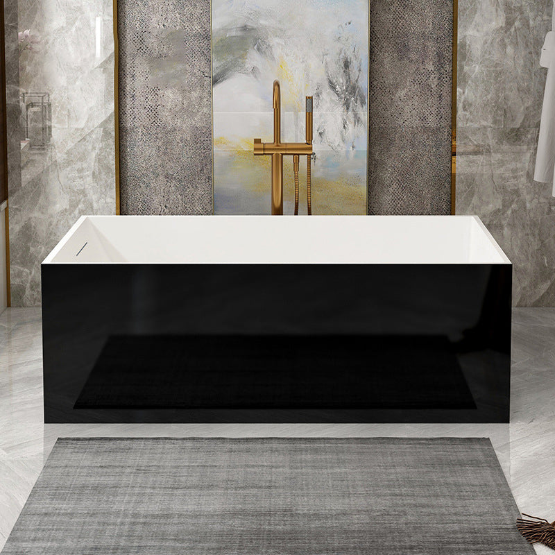 Stone Soaking Bathtub Antique Finish Rectangular Back to Wall Bath Tub Black White Clearhalo 'Bathroom Remodel & Bathroom Fixtures' 'Bathtubs' 'Home Improvement' 'home_improvement' 'home_improvement_bathtubs' 'Showers & Bathtubs' 6779008