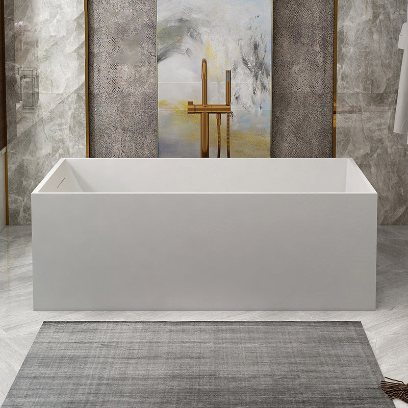 Stone Soaking Bathtub Antique Finish Rectangular Back to Wall Bath Tub Matte White Clearhalo 'Bathroom Remodel & Bathroom Fixtures' 'Bathtubs' 'Home Improvement' 'home_improvement' 'home_improvement_bathtubs' 'Showers & Bathtubs' 6779010