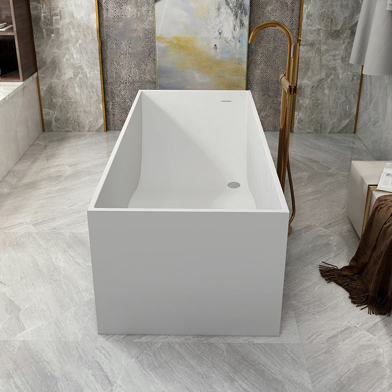 Stone Soaking Bathtub Antique Finish Rectangular Back to Wall Bath Tub Matte White 63"L x 28"W x 22"H Clearhalo 'Bathroom Remodel & Bathroom Fixtures' 'Bathtubs' 'Home Improvement' 'home_improvement' 'home_improvement_bathtubs' 'Showers & Bathtubs' 6779011