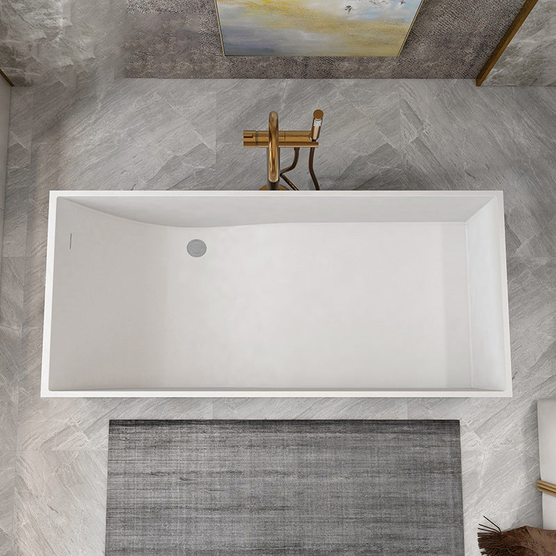 Stone Soaking Bathtub Antique Finish Rectangular Back to Wall Bath Tub Matte White 67"L x 28"W x 22"H Clearhalo 'Bathroom Remodel & Bathroom Fixtures' 'Bathtubs' 'Home Improvement' 'home_improvement' 'home_improvement_bathtubs' 'Showers & Bathtubs' 6779012