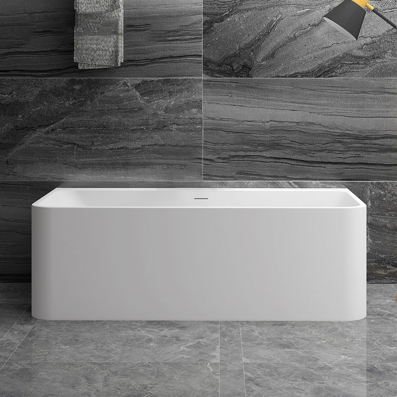 Stone Rectangular Soaking Bathtub Antique Finish Back to Wall Bath Tub Matte White Tub Clearhalo 'Bathroom Remodel & Bathroom Fixtures' 'Bathtubs' 'Home Improvement' 'home_improvement' 'home_improvement_bathtubs' 'Showers & Bathtubs' 6779025