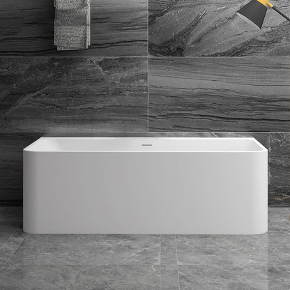 Stone Rectangular Soaking Bathtub Antique Finish Back to Wall Bath Tub Matte White Tub Clearhalo 'Bathroom Remodel & Bathroom Fixtures' 'Bathtubs' 'Home Improvement' 'home_improvement' 'home_improvement_bathtubs' 'Showers & Bathtubs' 6779025
