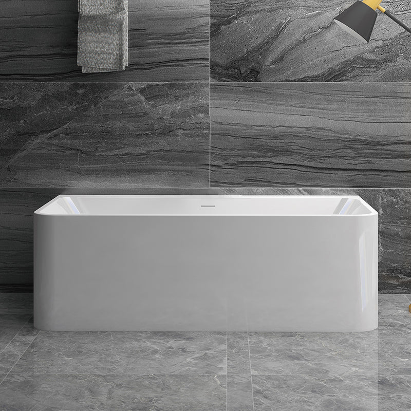 Stone Rectangular Soaking Bathtub Antique Finish Back to Wall Bath Tub White Tub Clearhalo 'Bathroom Remodel & Bathroom Fixtures' 'Bathtubs' 'Home Improvement' 'home_improvement' 'home_improvement_bathtubs' 'Showers & Bathtubs' 6779026