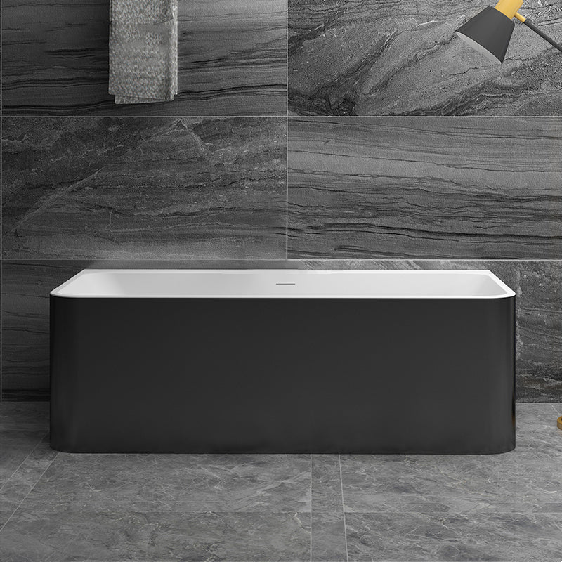 Stone Rectangular Soaking Bathtub Antique Finish Back to Wall Bath Tub Black White Tub Clearhalo 'Bathroom Remodel & Bathroom Fixtures' 'Bathtubs' 'Home Improvement' 'home_improvement' 'home_improvement_bathtubs' 'Showers & Bathtubs' 6779028