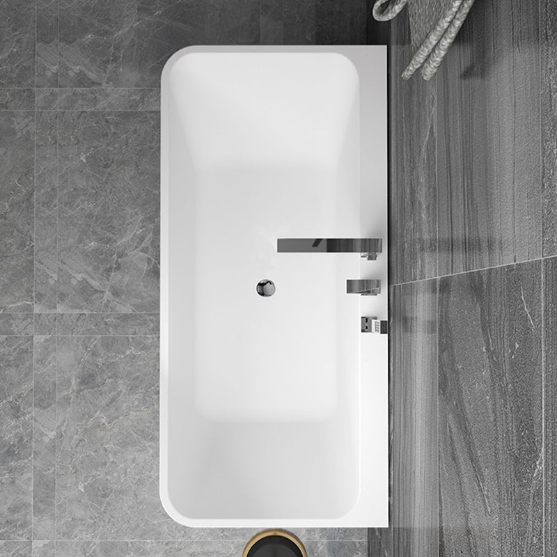 Stone Rectangular Soaking Bathtub Antique Finish Back to Wall Bath Tub Matte White 67"L x 31"W x 22"H Tub with Silver 3-Piece Set Clearhalo 'Bathroom Remodel & Bathroom Fixtures' 'Bathtubs' 'Home Improvement' 'home_improvement' 'home_improvement_bathtubs' 'Showers & Bathtubs' 6779031