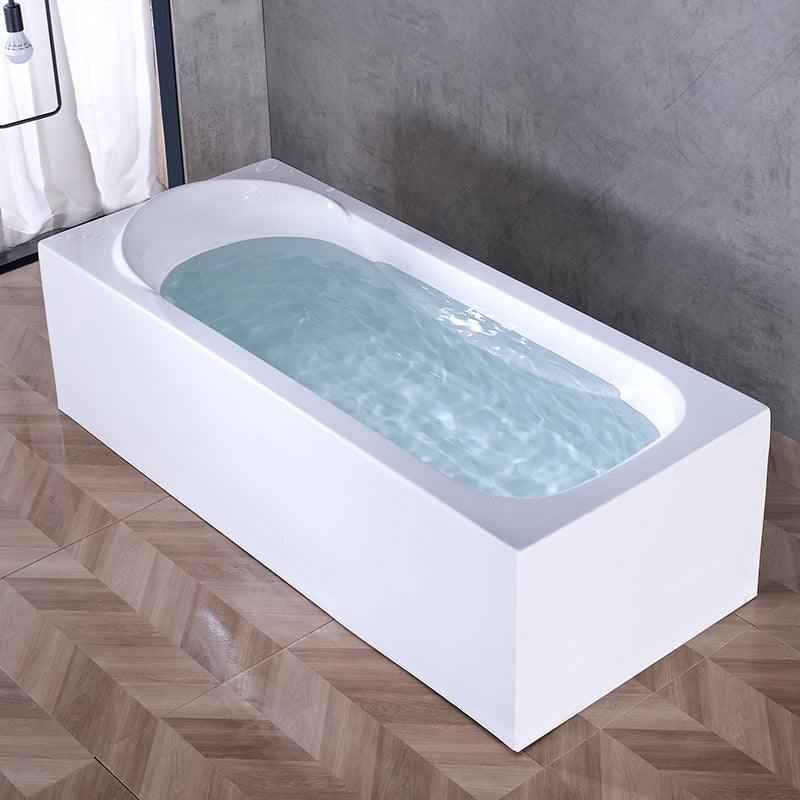 Soaking Bathtub Acrylic Antique Finish Rectangular Back to Wall Bath Tub White 57"L x 28"W x 18"H Clearhalo 'Bathroom Remodel & Bathroom Fixtures' 'Bathtubs' 'Home Improvement' 'home_improvement' 'home_improvement_bathtubs' 'Showers & Bathtubs' 6782238