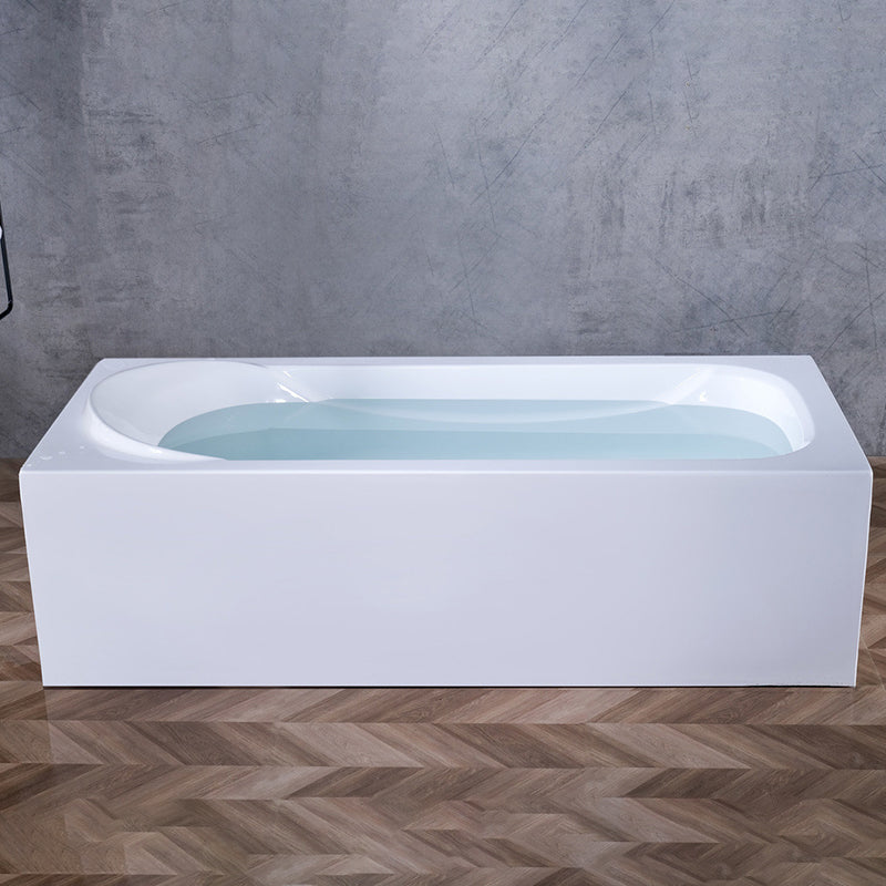 Soaking Bathtub Acrylic Antique Finish Rectangular Back to Wall Bath Tub White 61"L x 28"W x 18"H Clearhalo 'Bathroom Remodel & Bathroom Fixtures' 'Bathtubs' 'Home Improvement' 'home_improvement' 'home_improvement_bathtubs' 'Showers & Bathtubs' 6782241