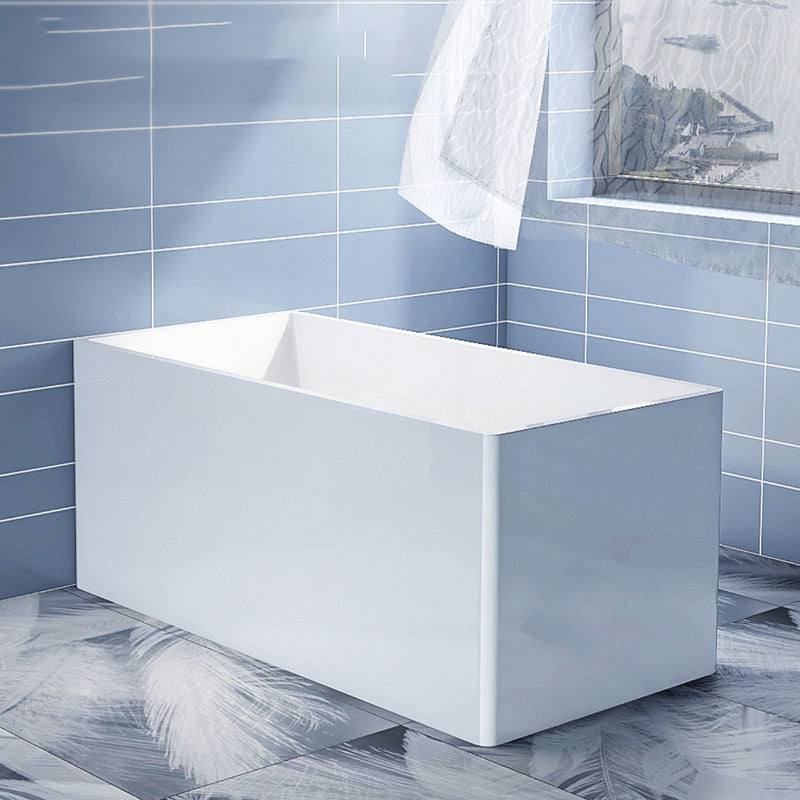 Antique Finish Soaking Bathtub Acrylic Rectangular Back to Wall Bath Tub 63"L x 29.5"W x 24"H Clearhalo 'Bathroom Remodel & Bathroom Fixtures' 'Bathtubs' 'Home Improvement' 'home_improvement' 'home_improvement_bathtubs' 'Showers & Bathtubs' 6782272