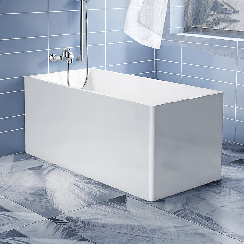 Antique Finish Soaking Bathtub Acrylic Rectangular Back to Wall Bath Tub 55"L x 27.5"W x 23.5"H Clearhalo 'Bathroom Remodel & Bathroom Fixtures' 'Bathtubs' 'Home Improvement' 'home_improvement' 'home_improvement_bathtubs' 'Showers & Bathtubs' 6782273