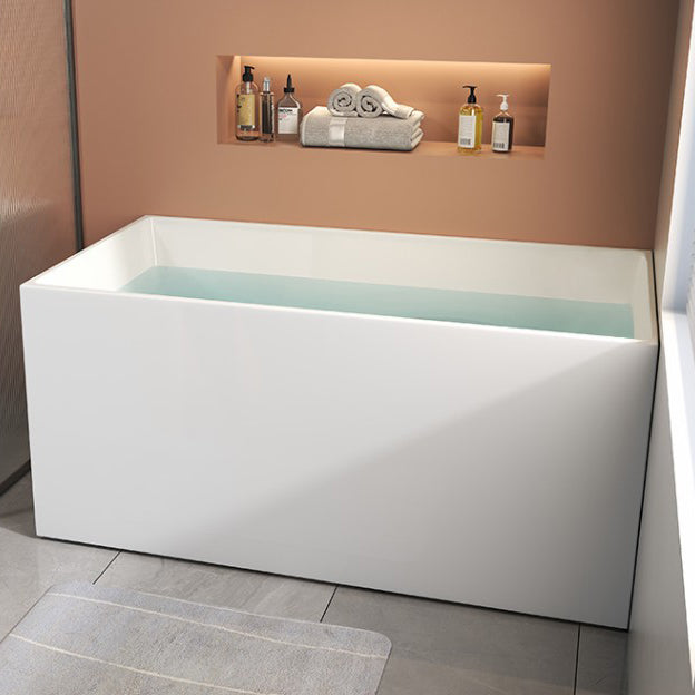 Rectangular Soaking Acrylic Bathtub Antique Finish Back to Wall Bath 63"L x 27.5"W x 23.5"H Clearhalo 'Bathroom Remodel & Bathroom Fixtures' 'Bathtubs' 'Home Improvement' 'home_improvement' 'home_improvement_bathtubs' 'Showers & Bathtubs' 6782292
