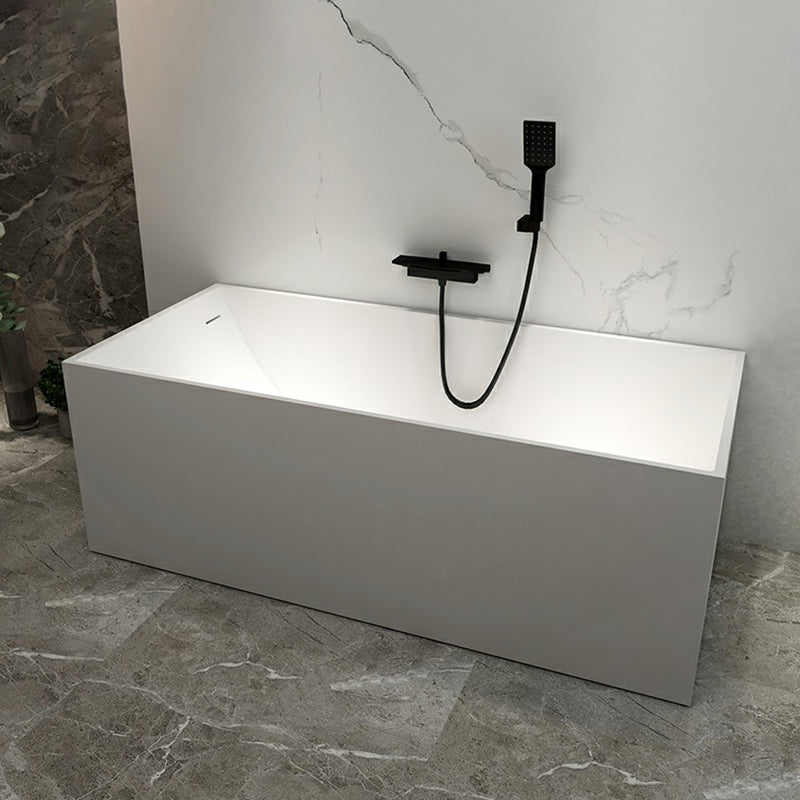 Stone Soaking Bathtub Antique Finish Rectangular Modern Bath Tub Matte White 63"L x 28"W x 22"H Clearhalo 'Bathroom Remodel & Bathroom Fixtures' 'Bathtubs' 'Home Improvement' 'home_improvement' 'home_improvement_bathtubs' 'Showers & Bathtubs' 6782352