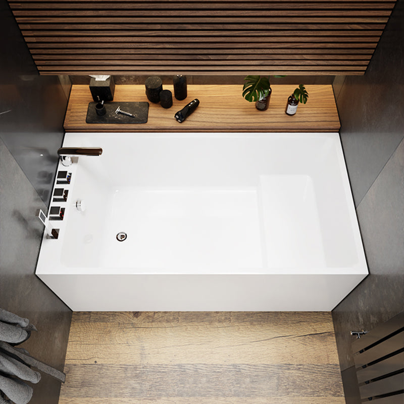 Soaking Bathtub Antique Finish Rectangular Back to Wall Bath Tub With Seat Tub with Silver 5-Piece Set Clearhalo 'Bathroom Remodel & Bathroom Fixtures' 'Bathtubs' 'Home Improvement' 'home_improvement' 'home_improvement_bathtubs' 'Showers & Bathtubs' 6782394