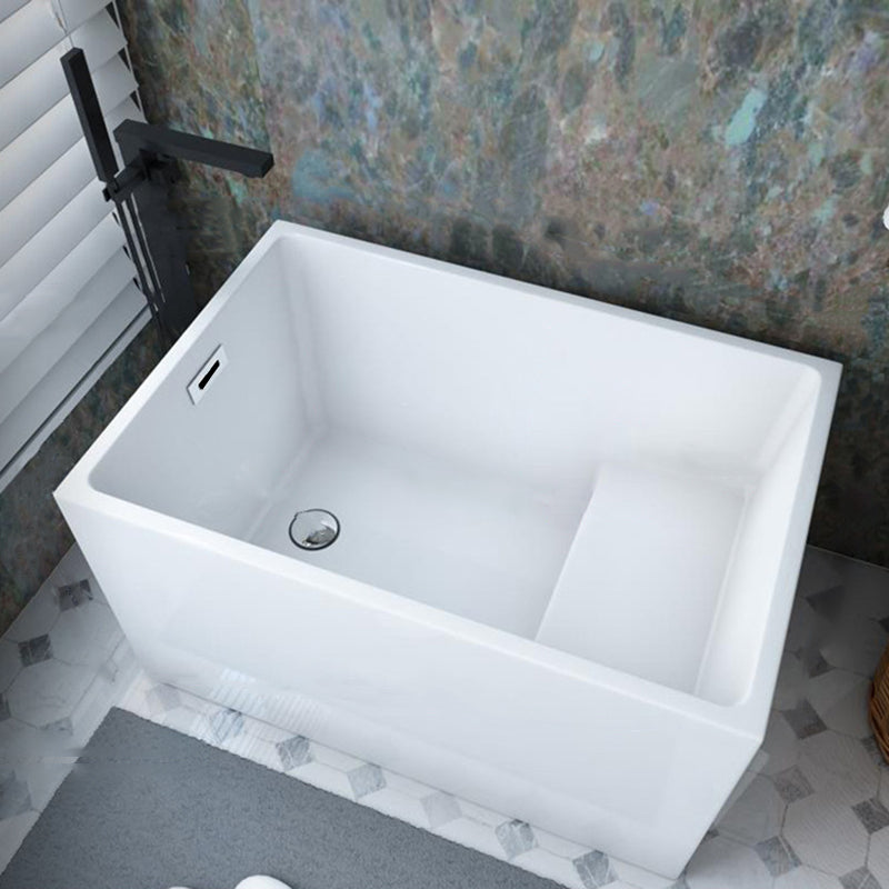 Soaking Acrylic Bathtub Antique Finish Rectangular Back to Wall Bath Tub With Seat Clearhalo 'Bathroom Remodel & Bathroom Fixtures' 'Bathtubs' 'Home Improvement' 'home_improvement' 'home_improvement_bathtubs' 'Showers & Bathtubs' 6782421