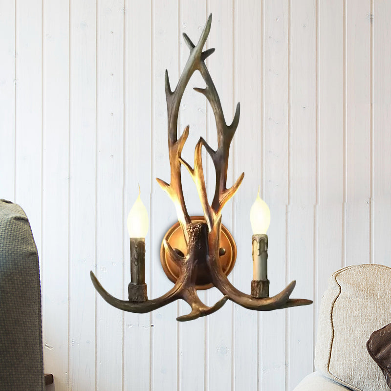 Open Bulb Wall Lamp with Deer Horn Resin 1 Light Lodge Country Sconce Light for Kitchen Clearhalo 'Industrial wall lights' 'Industrial' 'Middle century wall lights' 'Tiffany' 'Wall Lamps & Sconces' 'Wall Lights' Lighting' 678344
