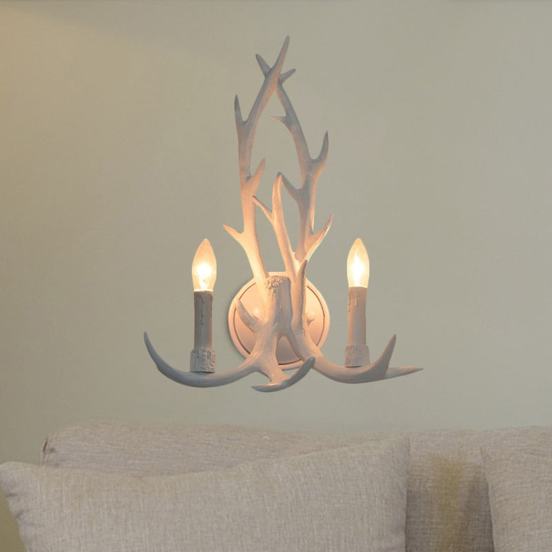 Open Bulb Wall Lamp with Deer Horn Resin 1 Light Lodge Country Sconce Light for Kitchen Clearhalo 'Industrial wall lights' 'Industrial' 'Middle century wall lights' 'Tiffany' 'Wall Lamps & Sconces' 'Wall Lights' Lighting' 678345